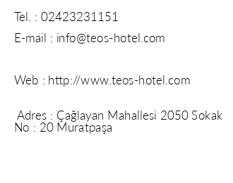 Teos Hotel iletiim bilgileri